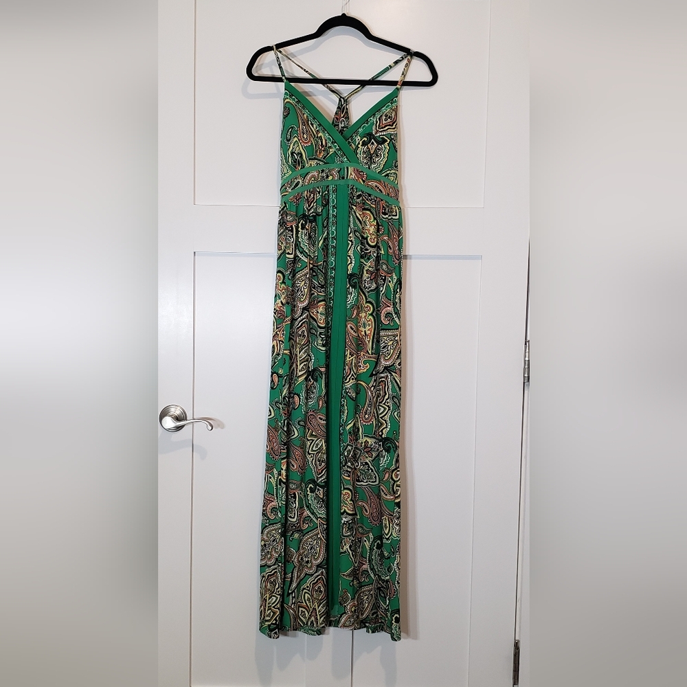 Inc International Concepts Long Maxi Halter Dress Racerback Petite Small Green